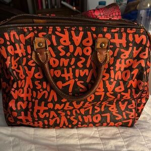Louis Vuitton Graffiti rare Speecy 30 Orange and Brown Handbag